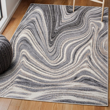 Eleni Contemporary Glam Abstract Marble Area Rug